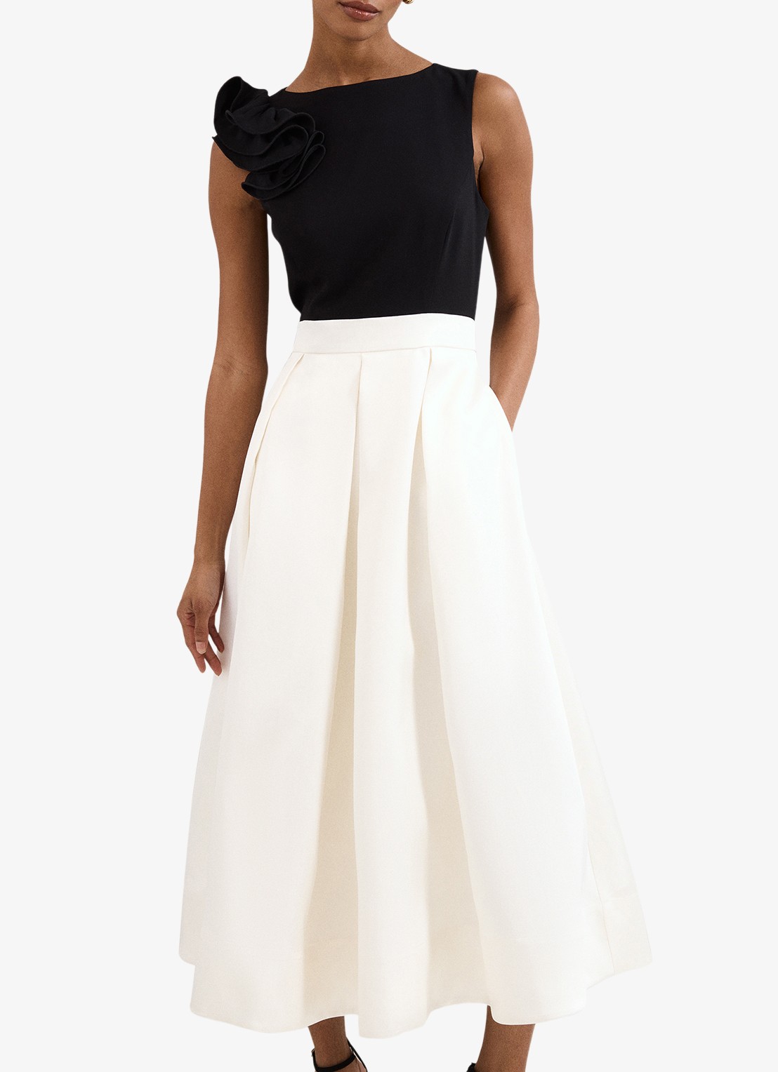 Phase Eight Perla midi jurk met steekzakken - detail 3 zwart