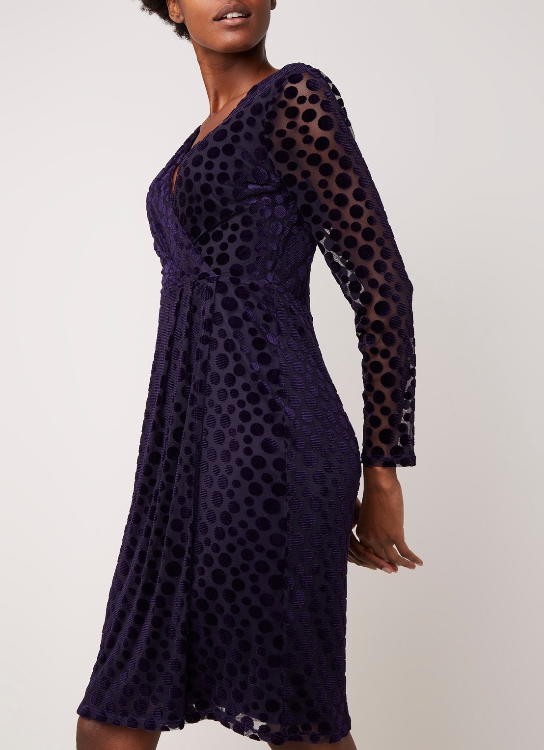 Phase Eight Perrie midi jurk met overslag - detail 4 aubergine