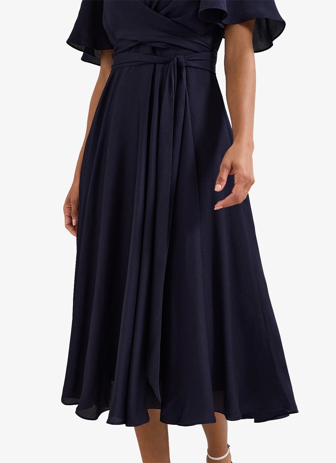 Phase Eight Petite Abbie midi jurk met strikceintuur - detail 7 donkerblauw