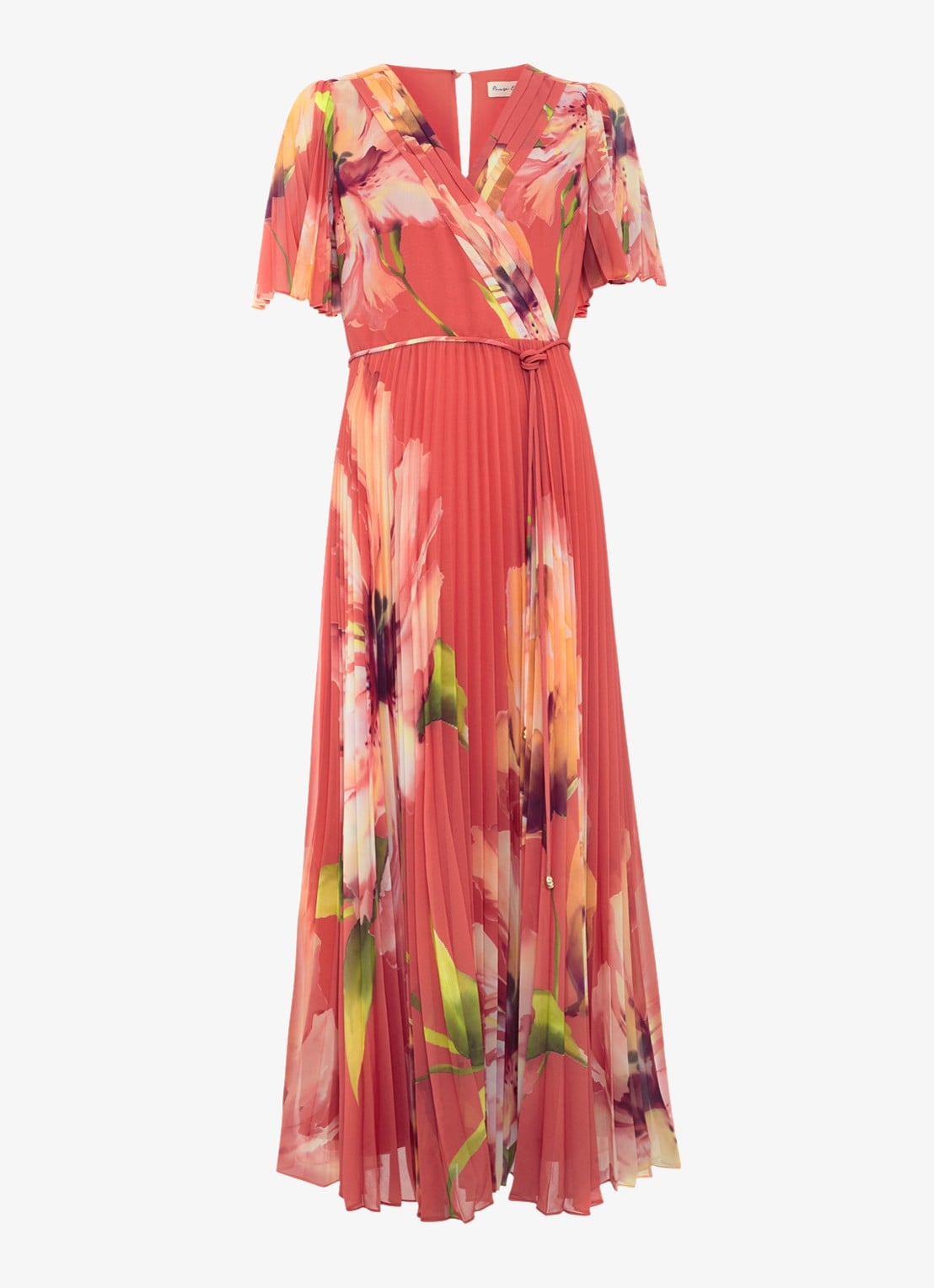Phase Eight Petite Abigail maxi jurk met plooien en vlindermouw - voorkant 7 orange