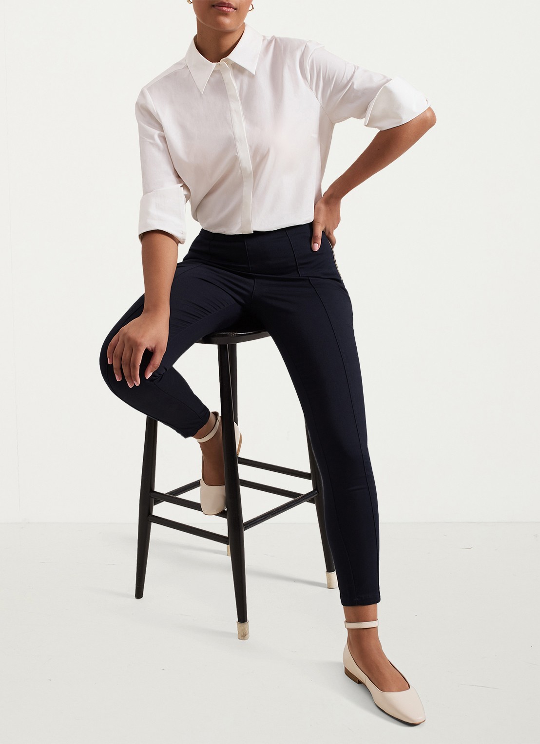 Phase Eight Petite Amina high waist cropped skinny broek - detail 4 indigo