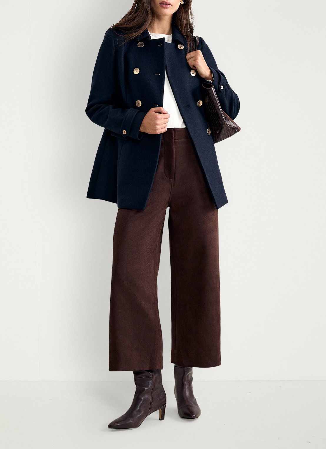 Phase Eight Petite Aurelie mantel in wolblend - voorkant 5 donkerblauw
