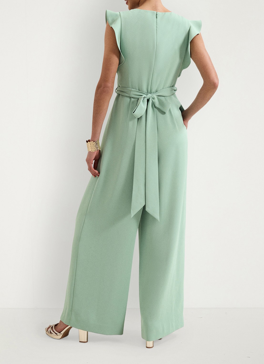 Phase Eight Petite Ayla wide fit jumpsuit met strikceintuur - achterkant 3 mint