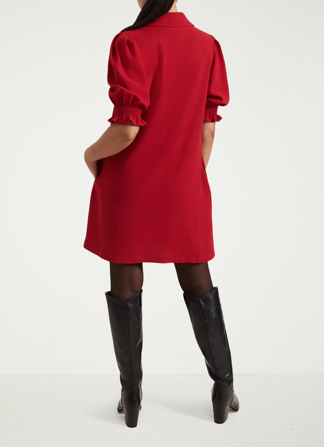 Phase Eight Petite Candice mini jurk met plooidetail - achterkant 5 rood