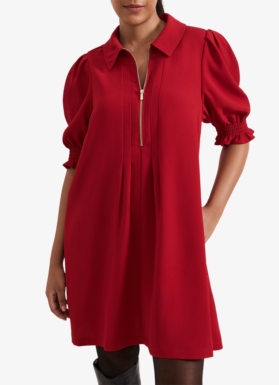 Phase Eight Petite Candice mini jurk met plooidetail - detail rood