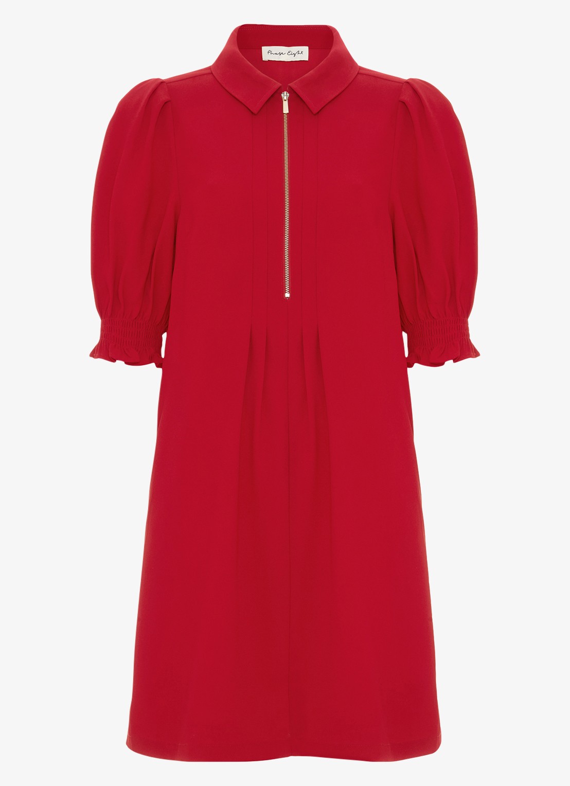 Phase Eight Petite Candice mini jurk met plooidetail - voorkant 6 rood
