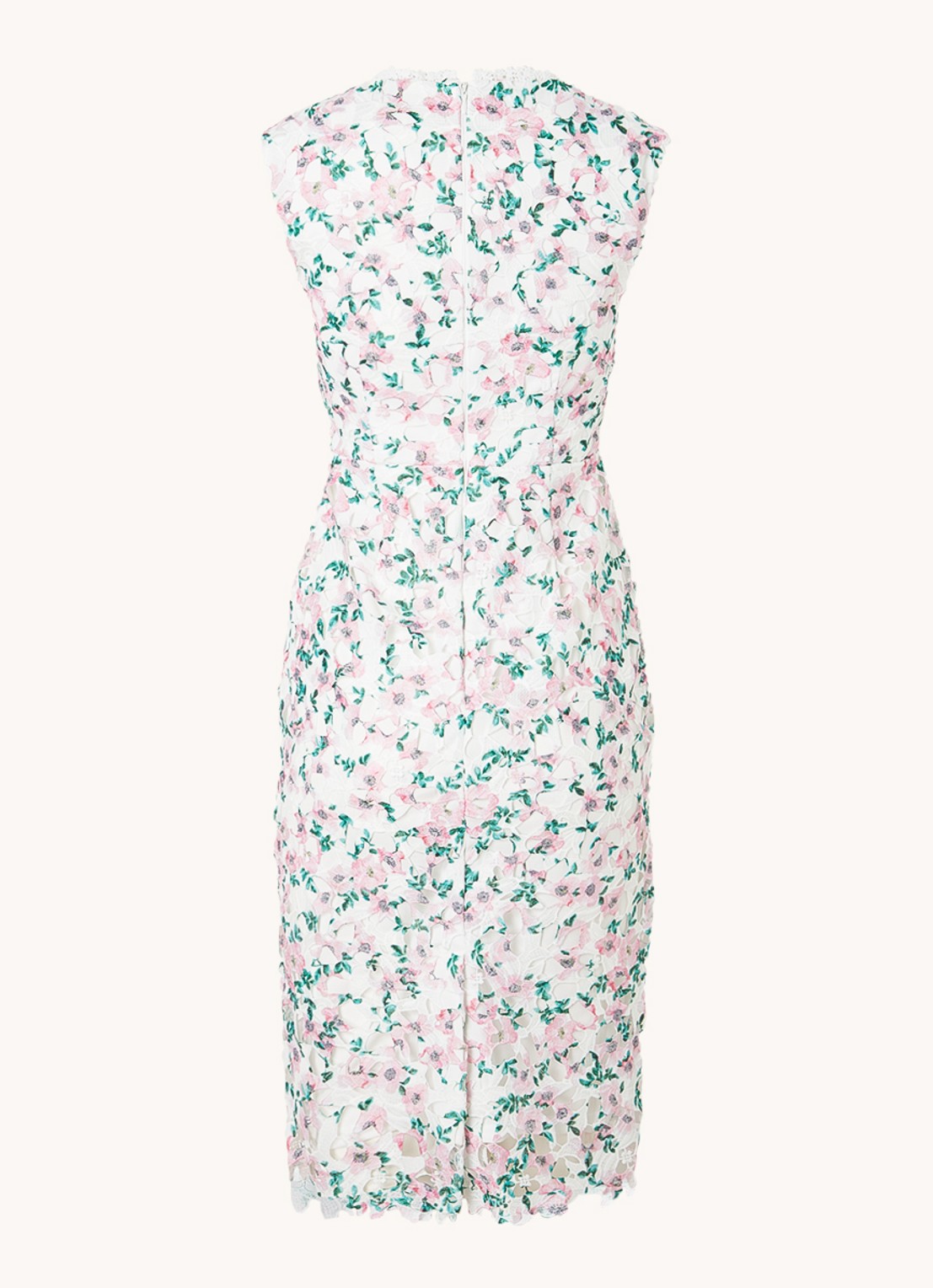 Phase Eight Petite Diana midi kokerjurk met broderie - achterkant lichtroze