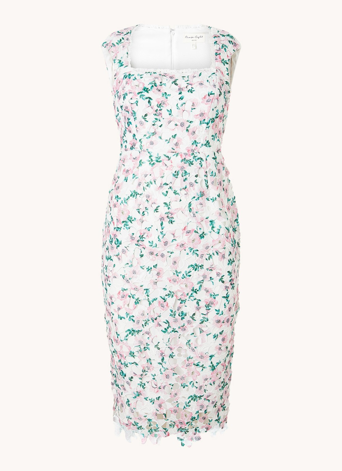 Phase Eight Petite Diana midi kokerjurk met broderie - voorkant 2 lichtroze