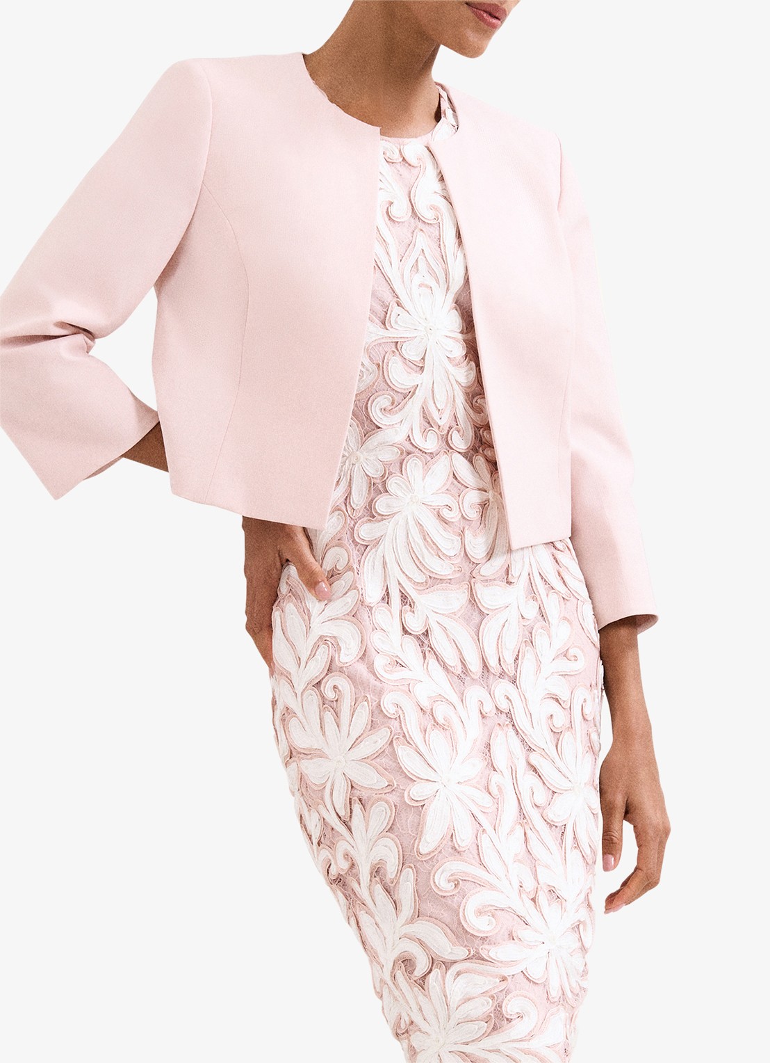 Phase Eight Petite Elizabeth bolero met structuur - detail 2 oudroze