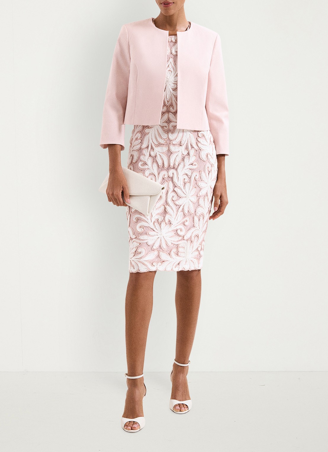 Phase Eight Petite Elizabeth bolero met structuur - voorkant 7 oudroze