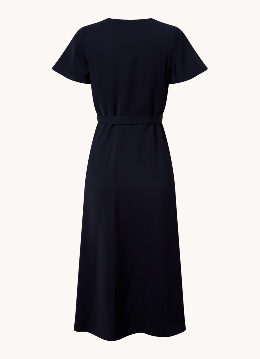Phase Eight Petite Julissa midi wikkeljurk met strikceintuur - achterkant donkerblauw