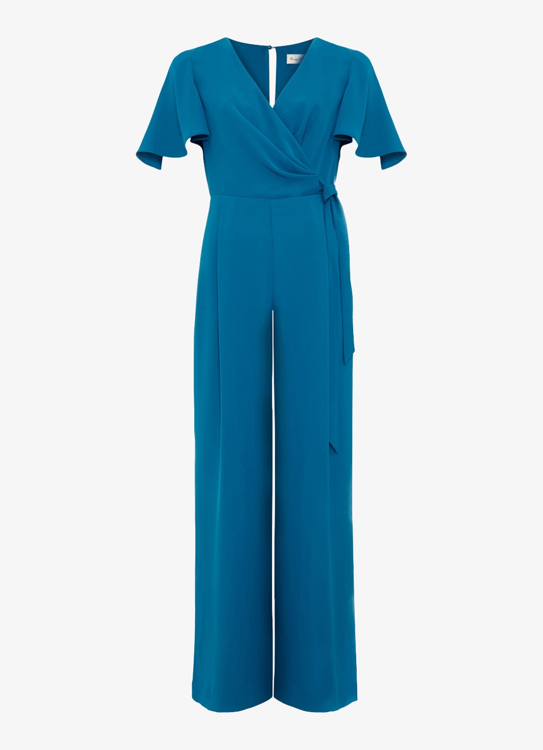 Phase Eight Petite Julissa wide fit jumpsuit met V-hals - voorkant turquoise