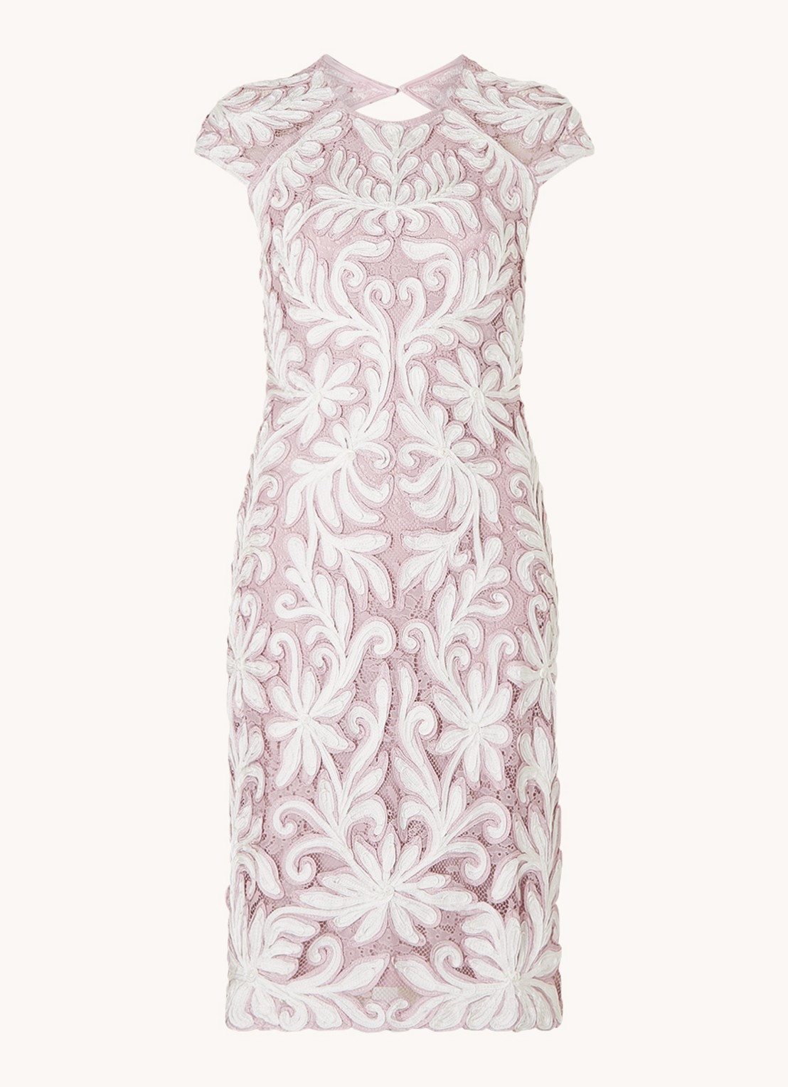 Phase Eight Petite karima midi jurk met tapework - voorkant 2 oudroze