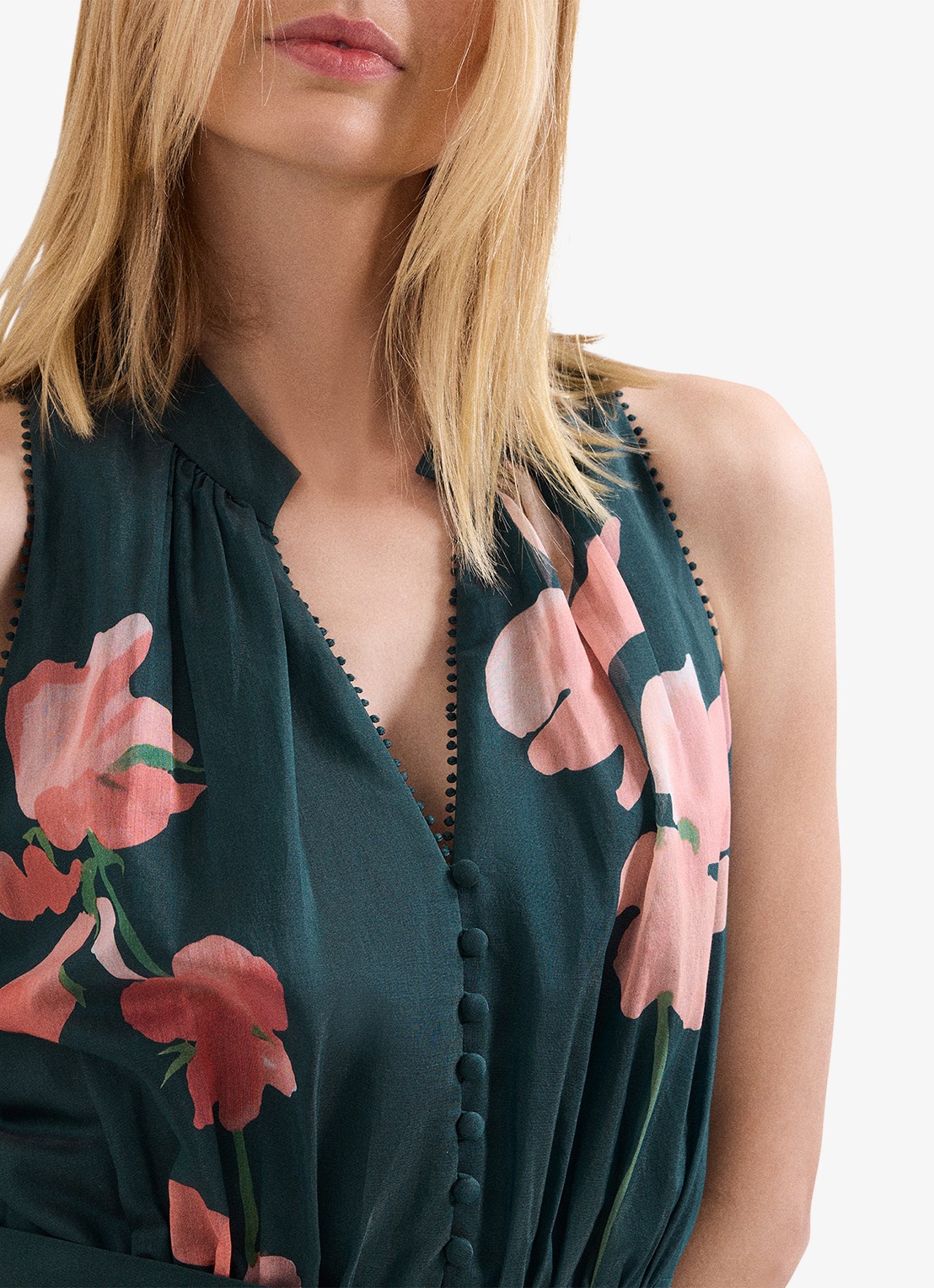 Phase Eight Petite Lucinda midi A-lijn jurk met strikceintuur - detail 5 groen