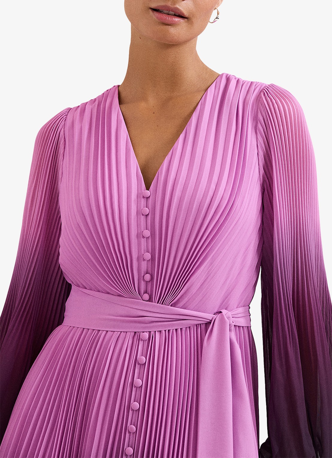Phase Eight Petite Mira midi jurk met ballonmouwen - detail 3 paars