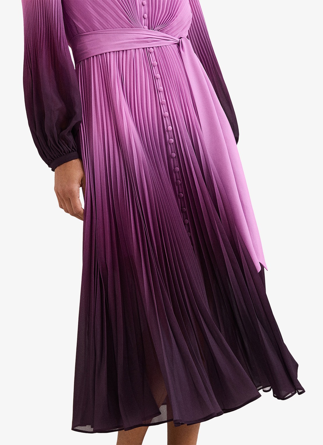 Phase Eight Petite Mira midi jurk met ballonmouwen - detail 4 paars