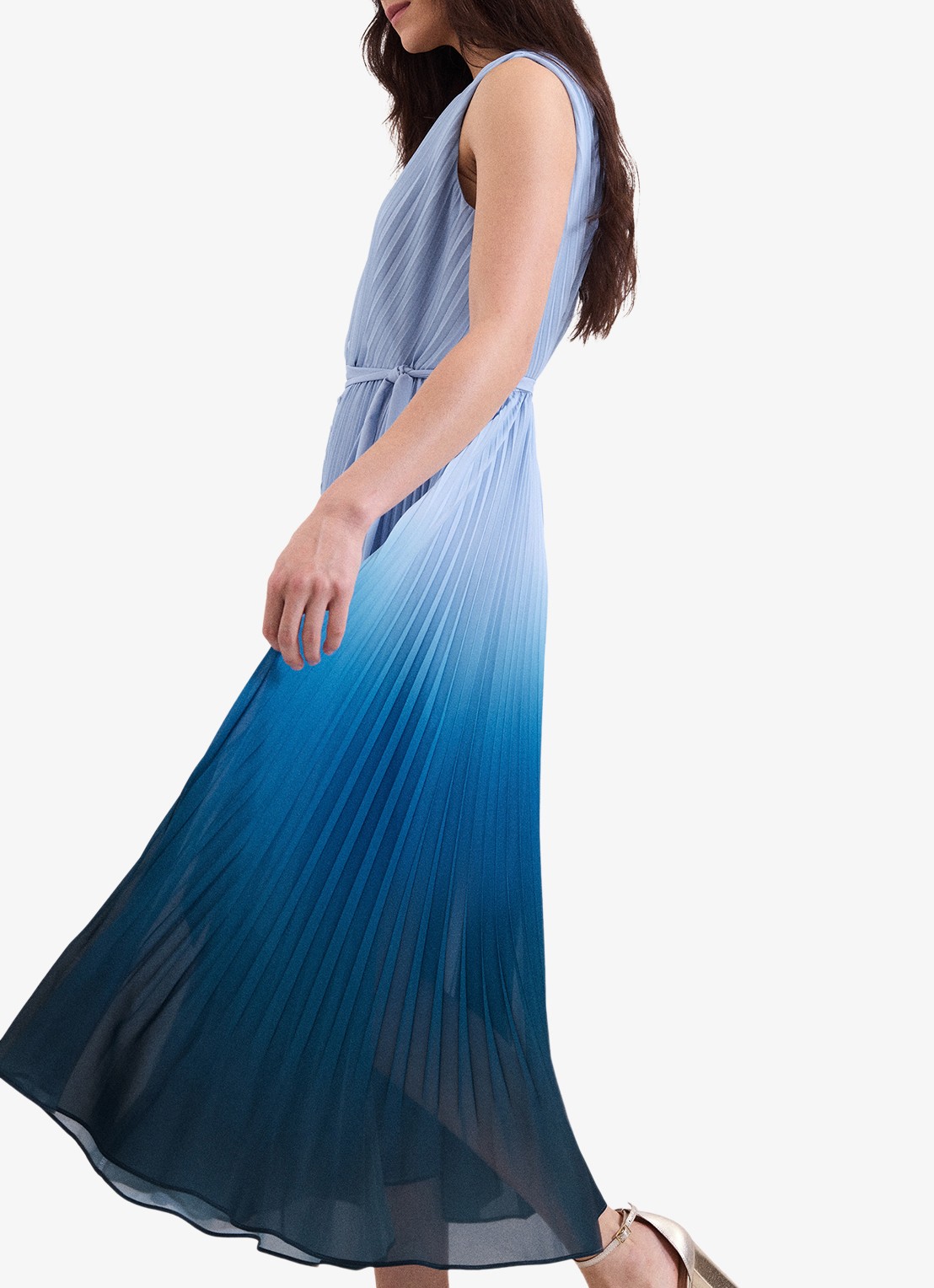 Phase Eight Petite Mira midi jurk met strikceintuur - detail 4 blauw