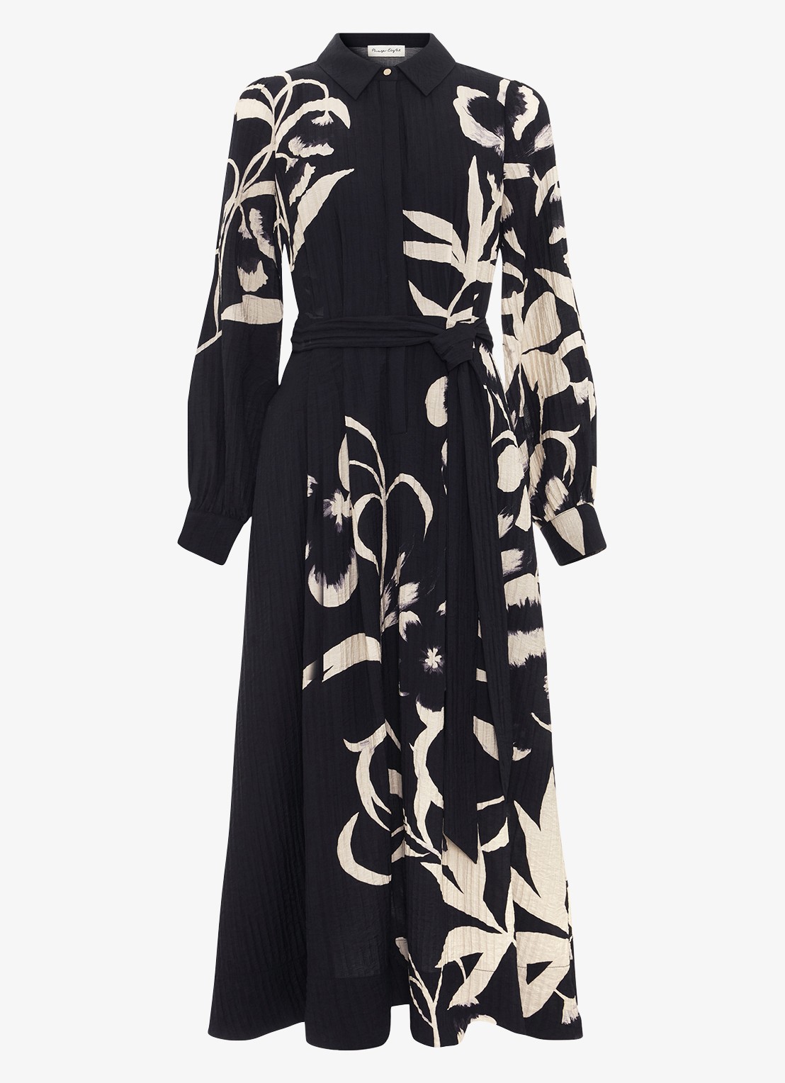 Phase Eight Petite Natalie midi tuniekjurk met print en strikceintuur - voorkant zwart