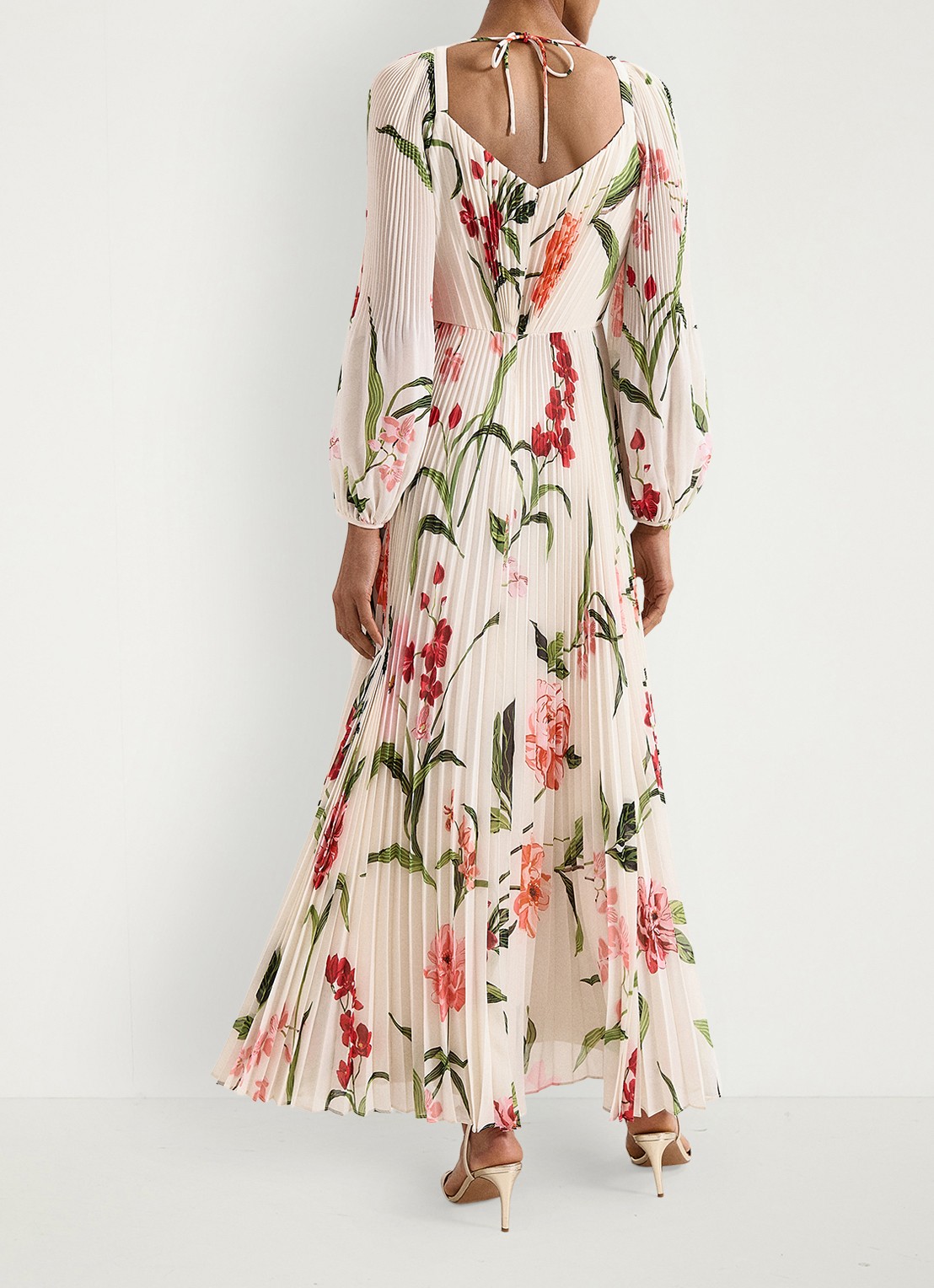 Phase Eight Petite Reanna maxi jurk met bloemenprint - achterkant ivoor