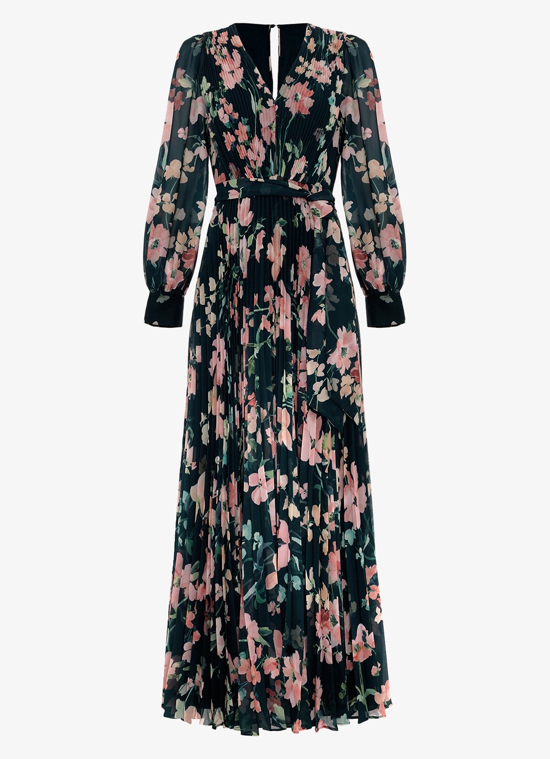 Phase Eight Petite Rosa maxi jurk met plooien en print - voorkant 2 groen