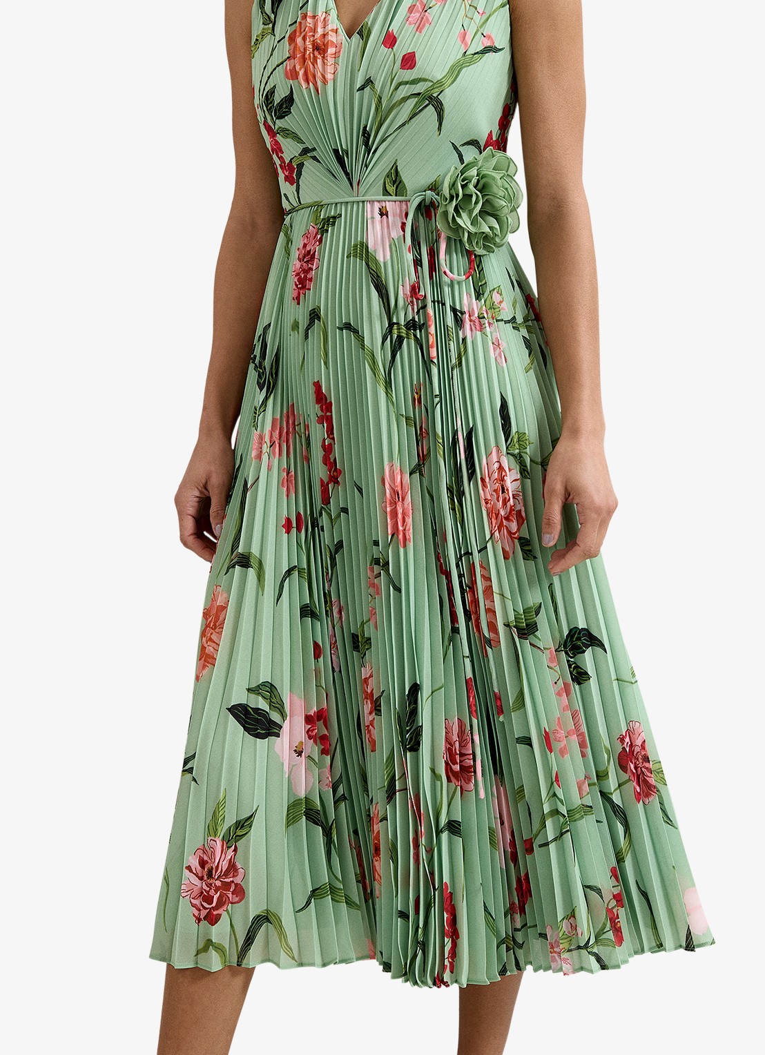 Phase Eight Petite Simara midi jurk met bloemenprint - detail 6 lindegroen