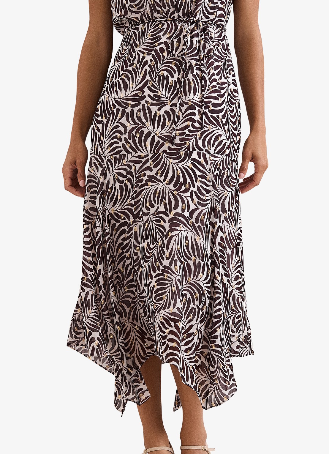 Phase Eight Petite Verity midi jurk met pofmouwen - detail 5 bruin