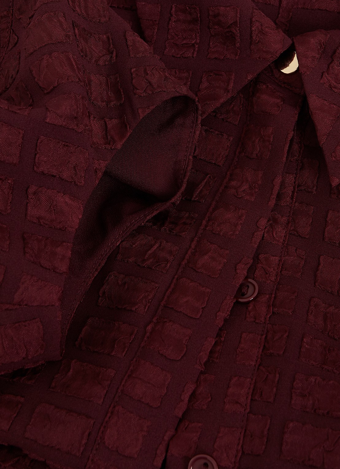 Phase Eight Petite Yasmine midi jurk met pofmouw en steekzakken - detail 5 bordeauxrood