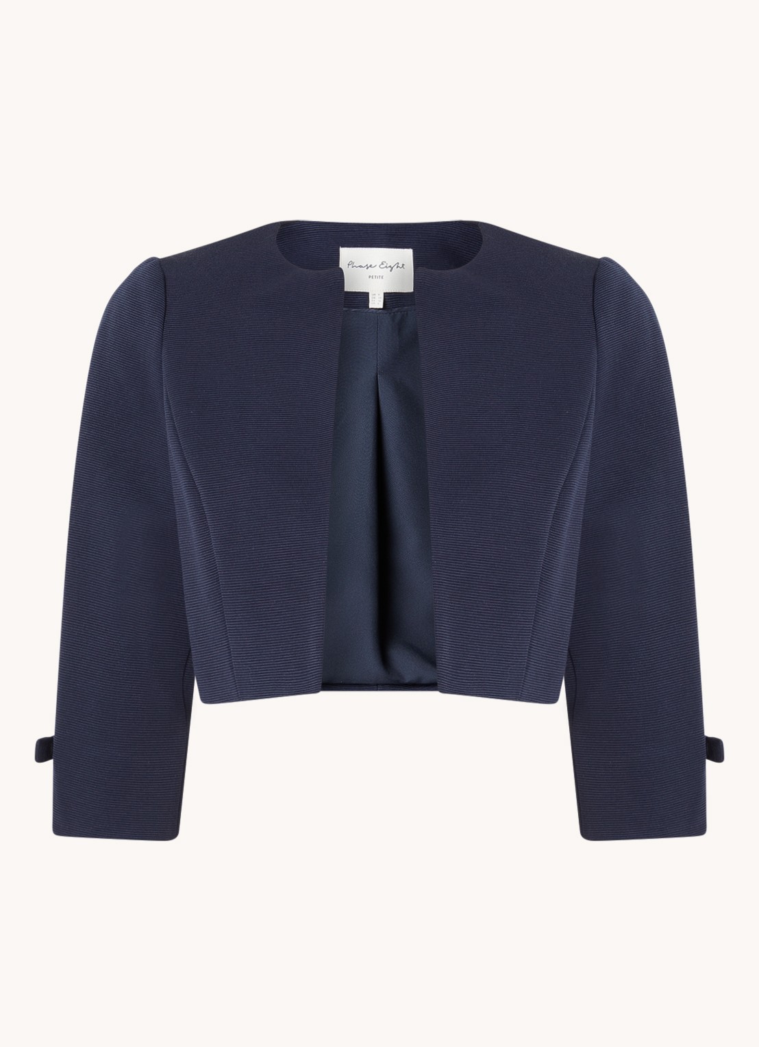 Phase Eight Petite Zoelle bolero met structuur - voorkant donkerblauw