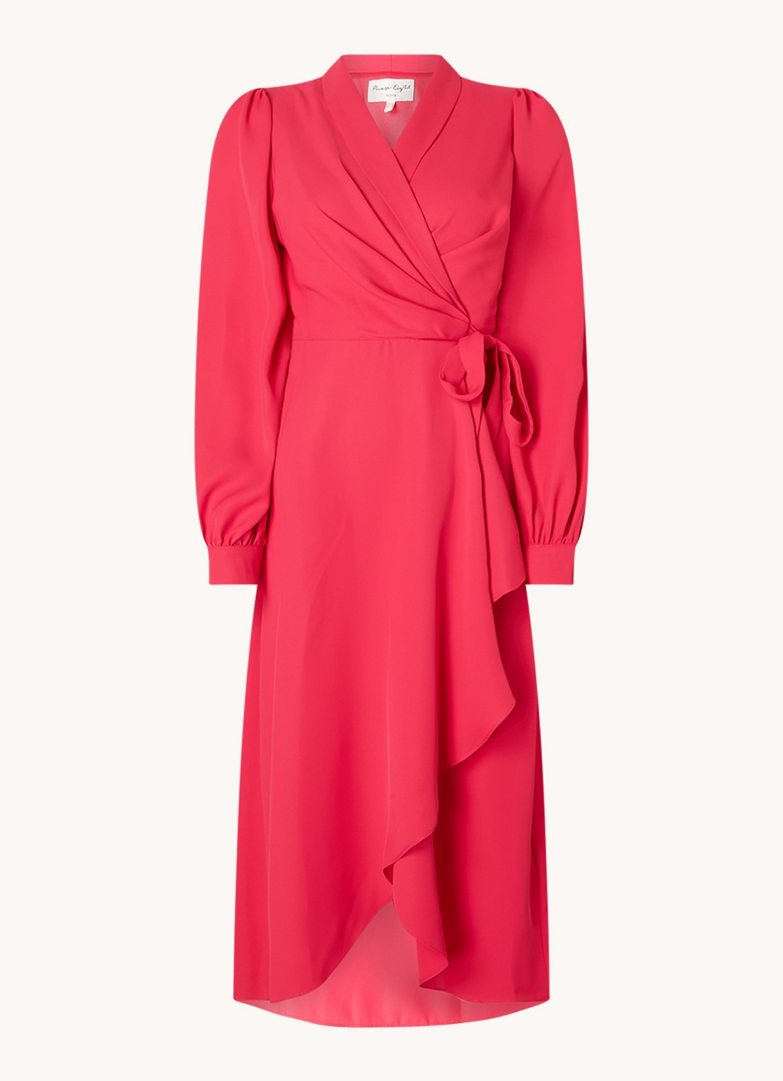 Phase Eight Philippa midi wikkeljurk met V-hals - voorkant 2 donkerroze