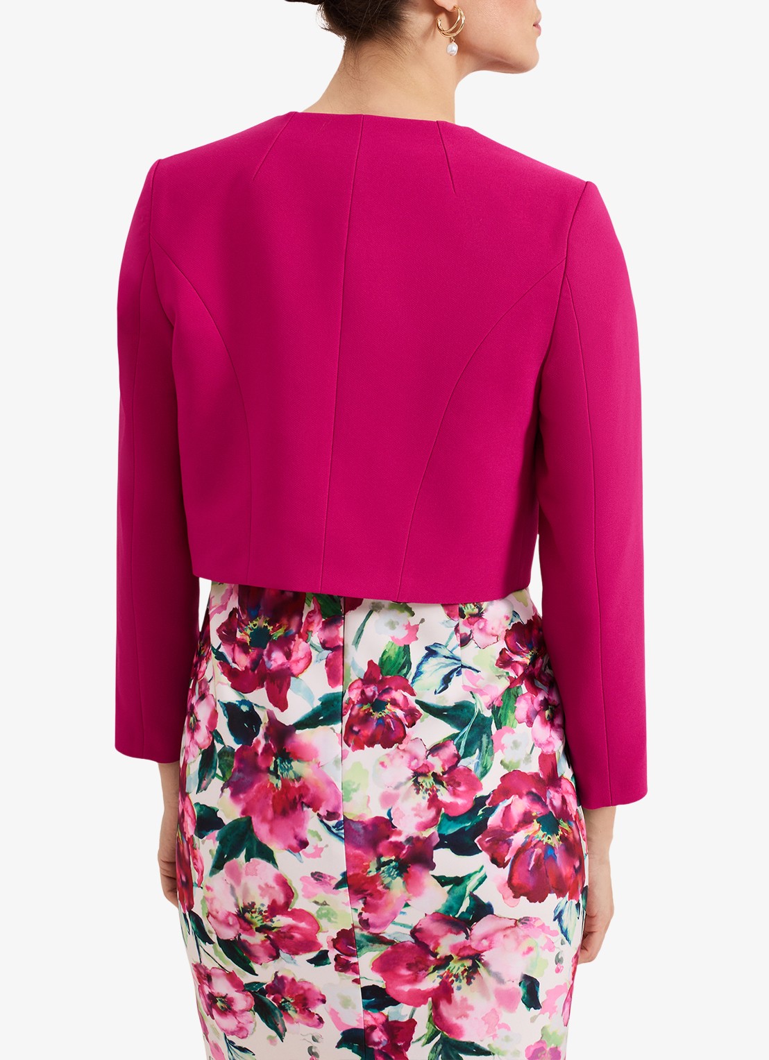 Phase Eight Phoebe bolero met structuur - achterkant 7 donkerroze