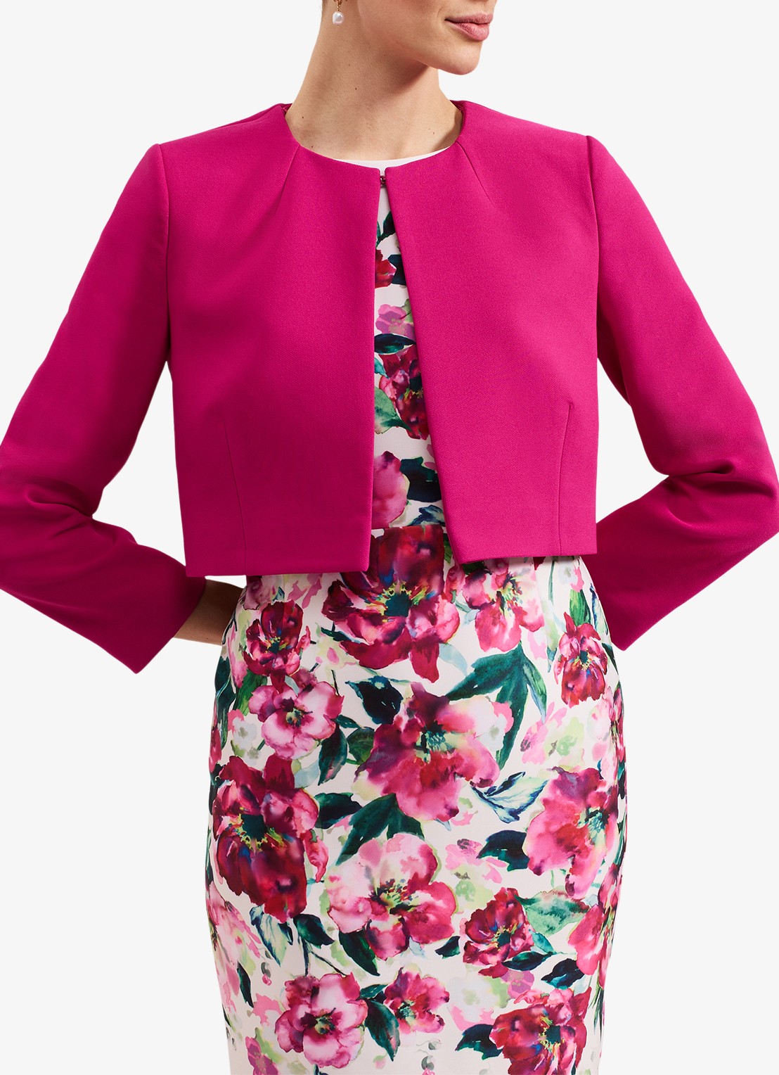 Phase Eight Phoebe bolero met structuur - detail donkerroze