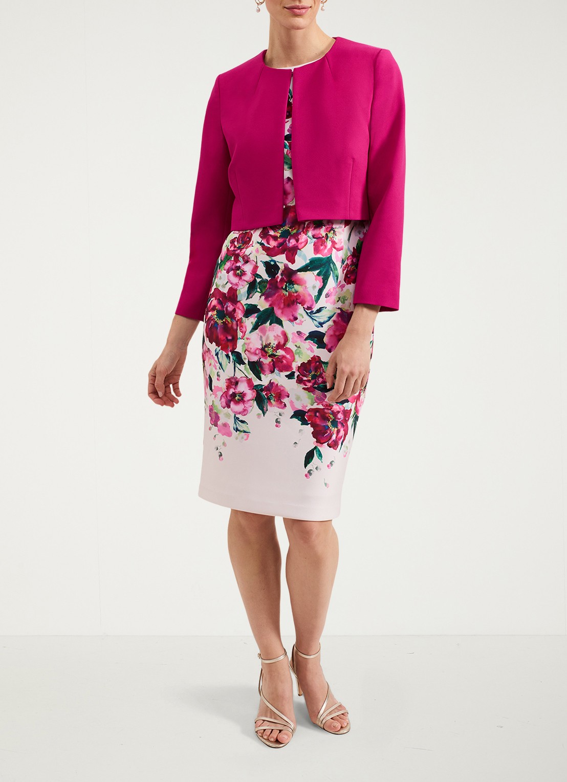Phase Eight Phoebe bolero met structuur - voorkant 6 donkerroze