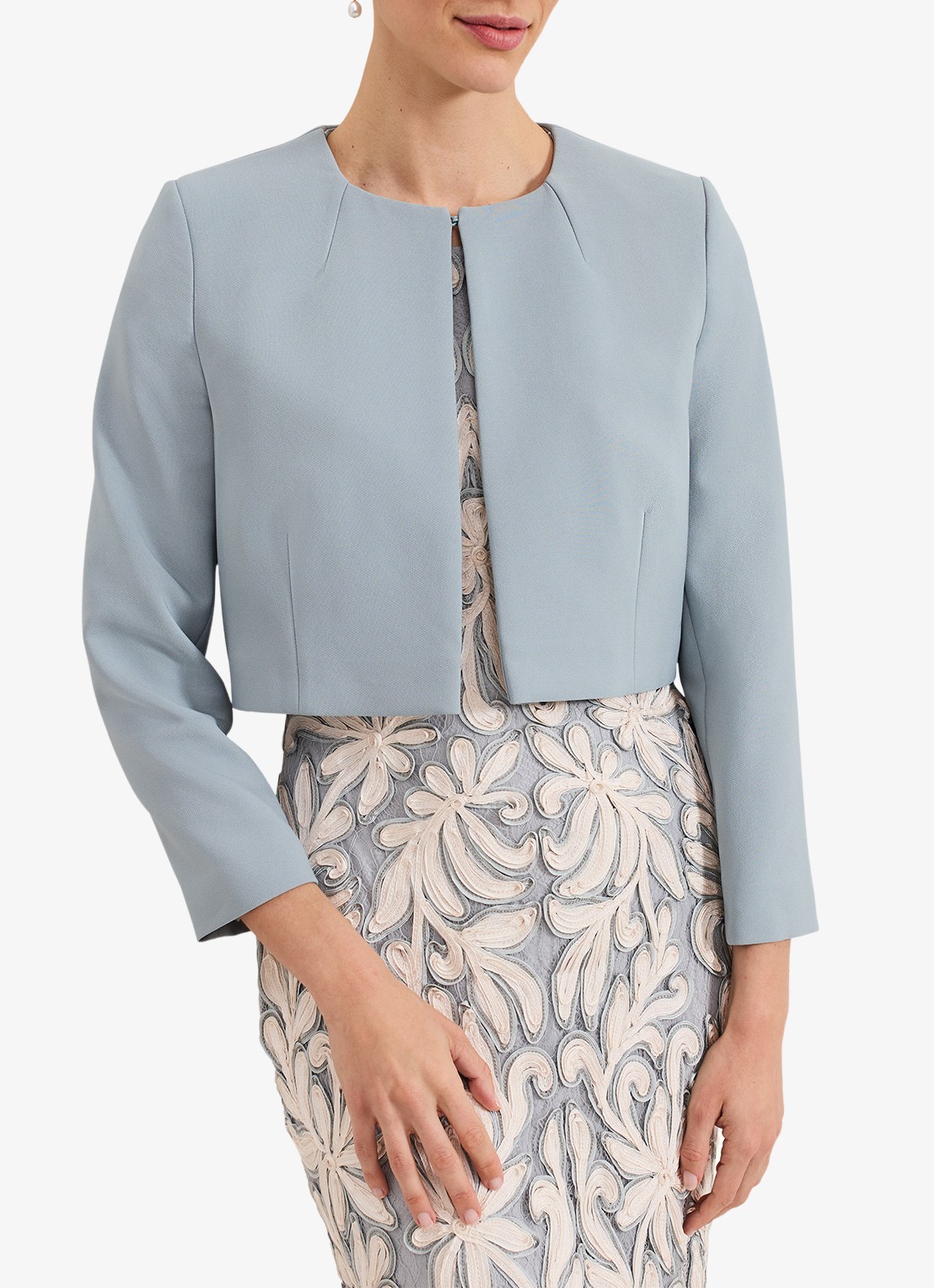 Phase Eight Phoebe bolero met structuur - detail staalblauw