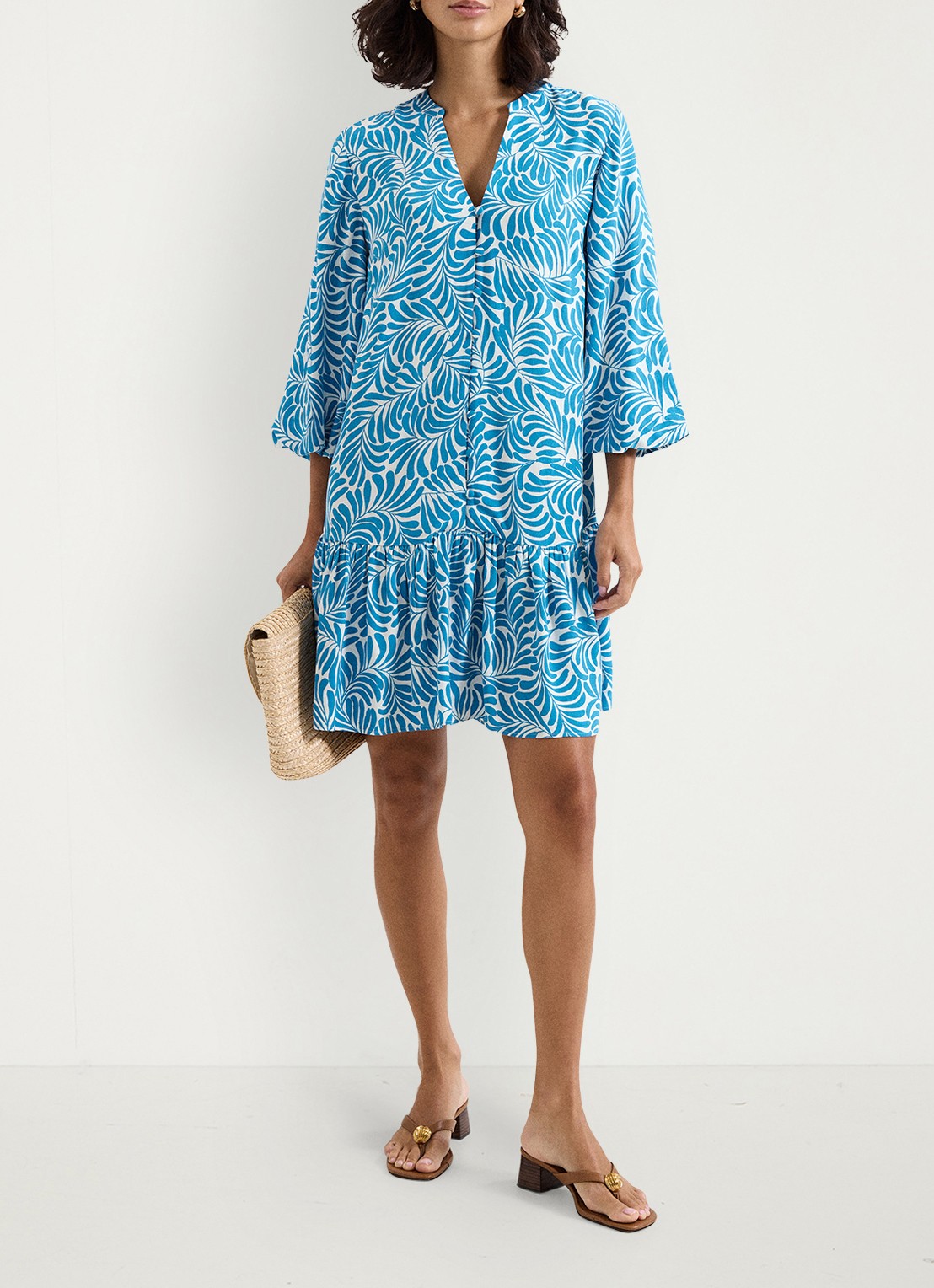 Phase Eight Phoebe mini tuniekjurk met print - voorkant 3 blauw