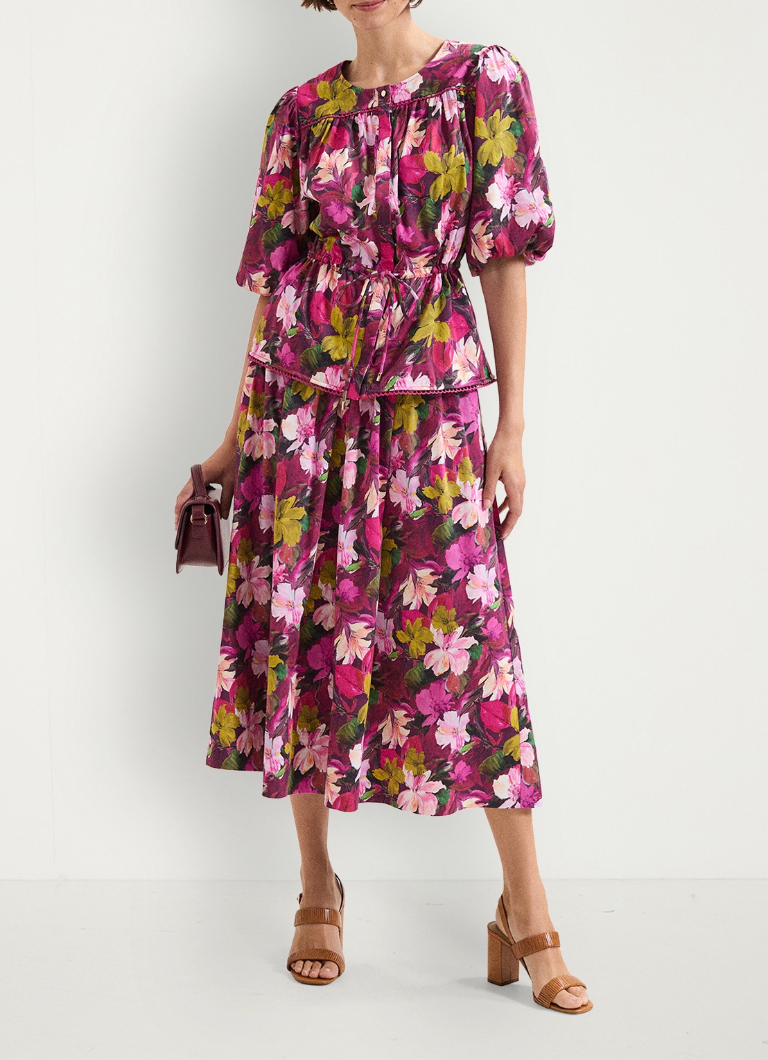 Phase Eight Pia blouse met bloemenprint - detail 7 donkerroze