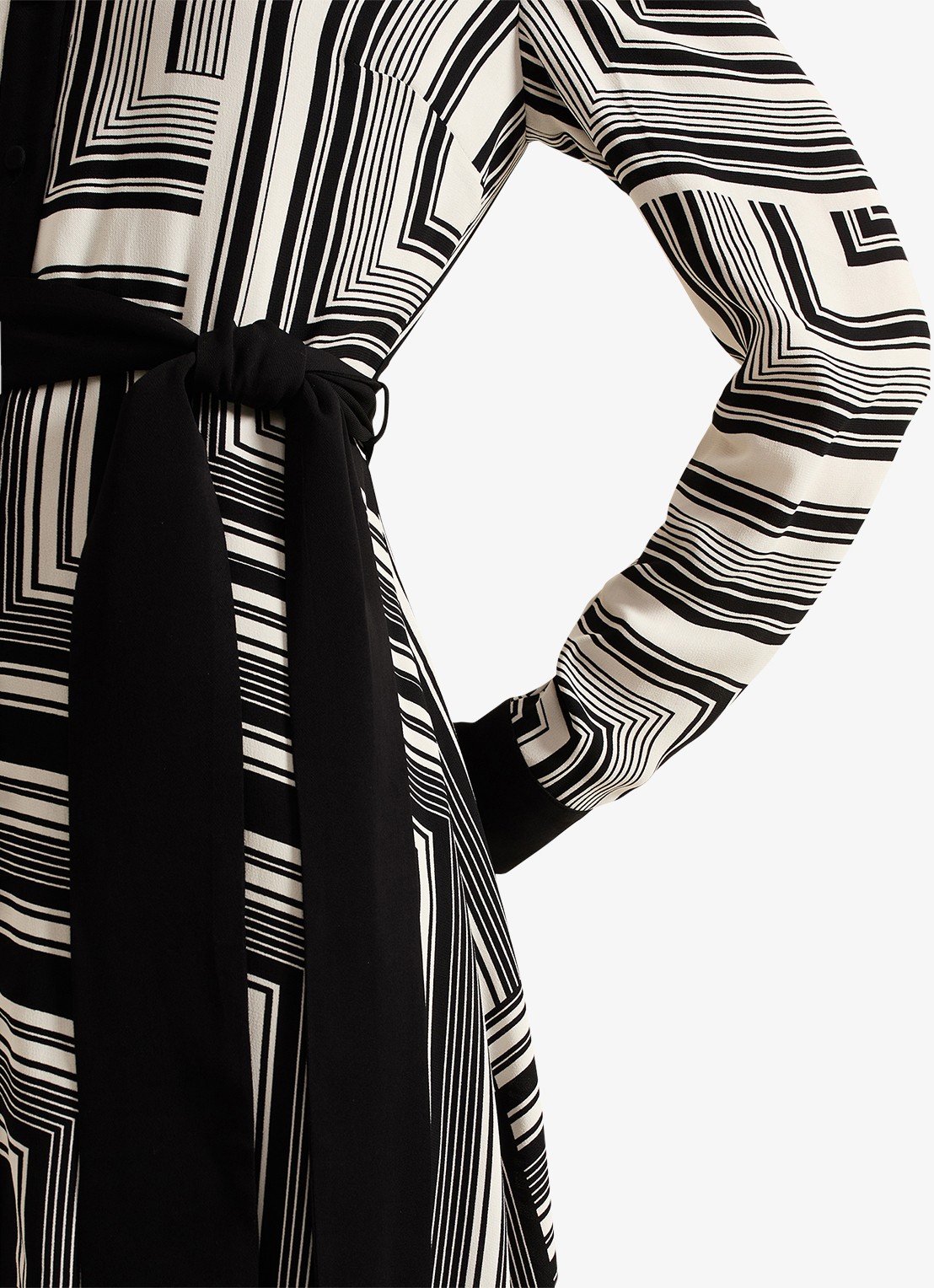 Phase Eight Pia midi blousejurk grafische print - detail 5 zwart