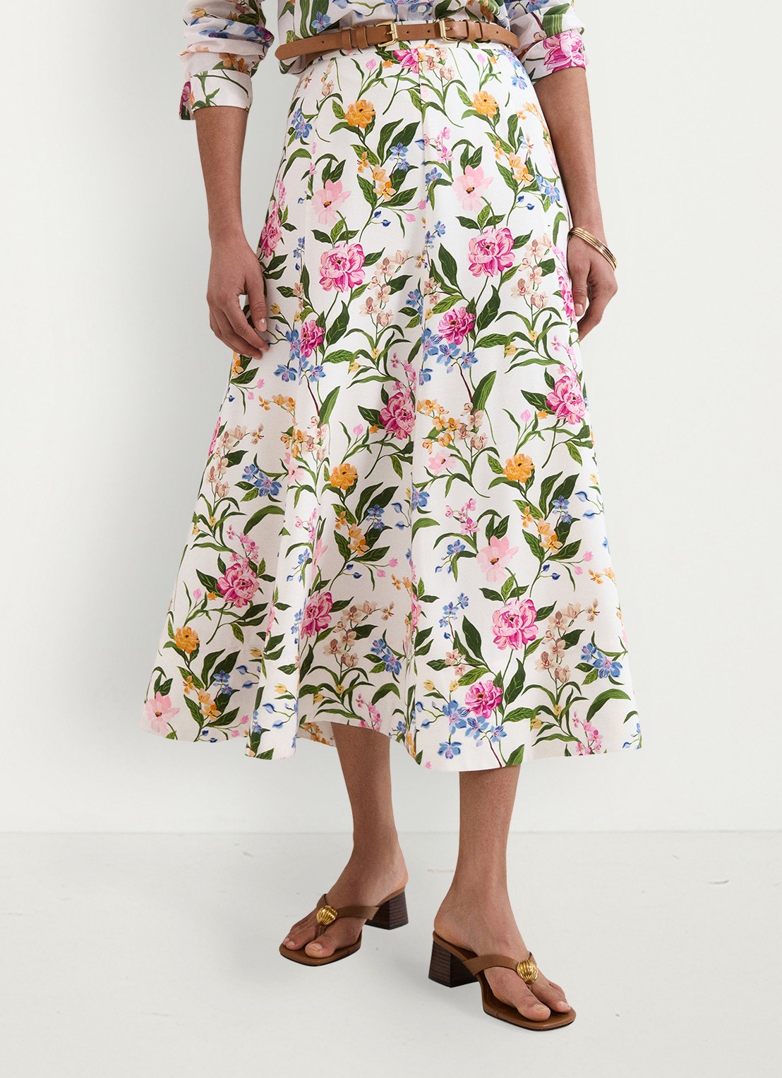 Phase Eight Piper midi rok met bloemenprint - detail 4 ivory