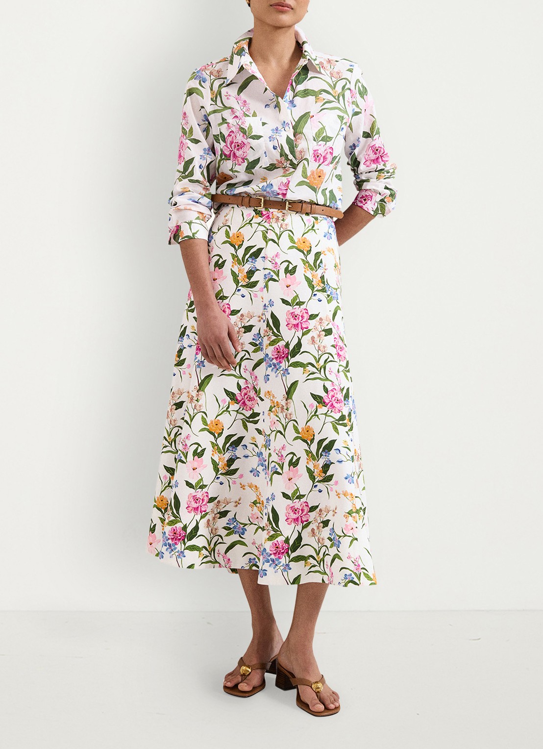 Phase Eight Piper midi rok met bloemenprint - voorkant 3 ivory