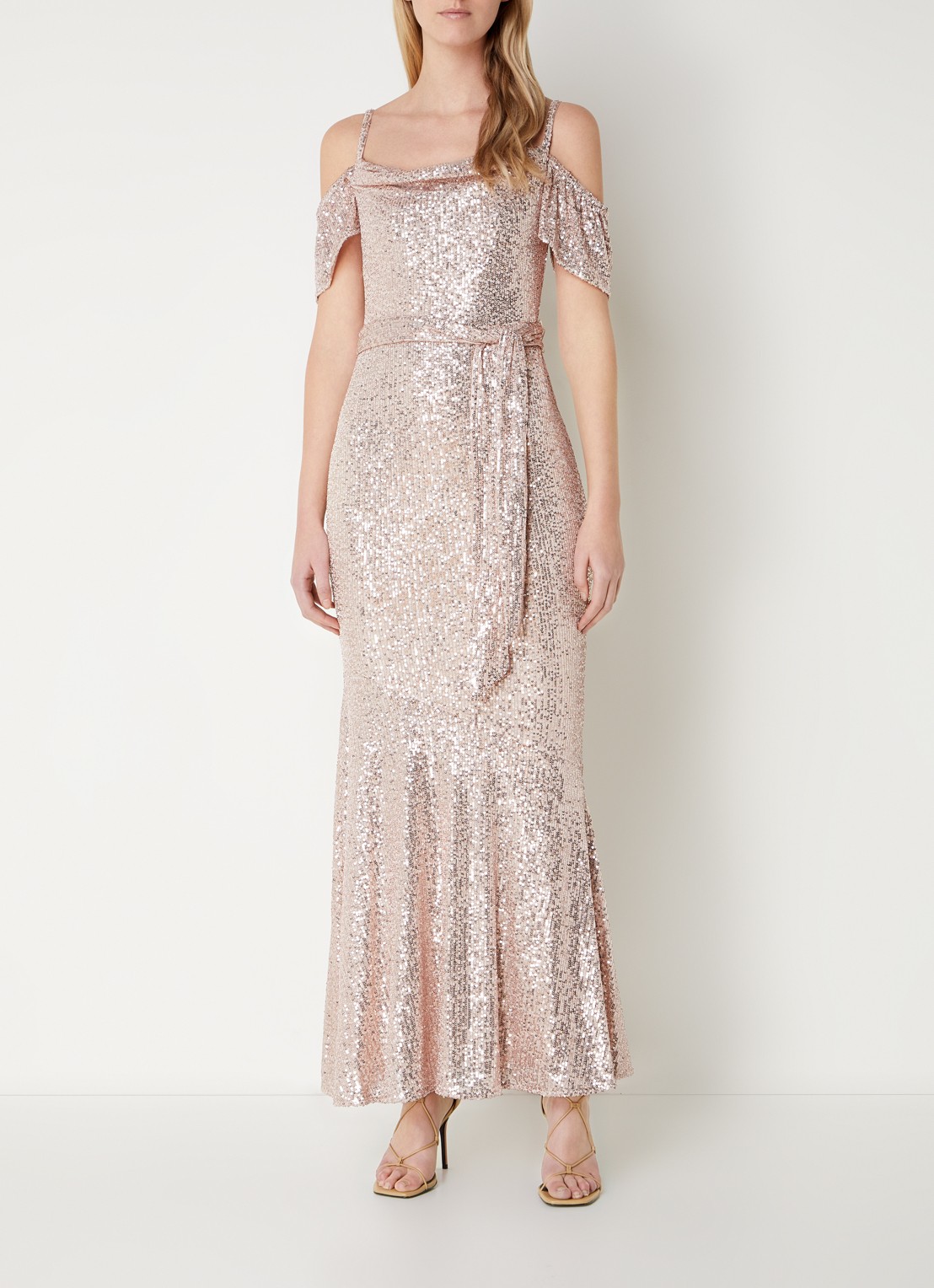 Phase Eight Poppy Sequin Dress Rose Gold 0 - voorkant 3 oudroze