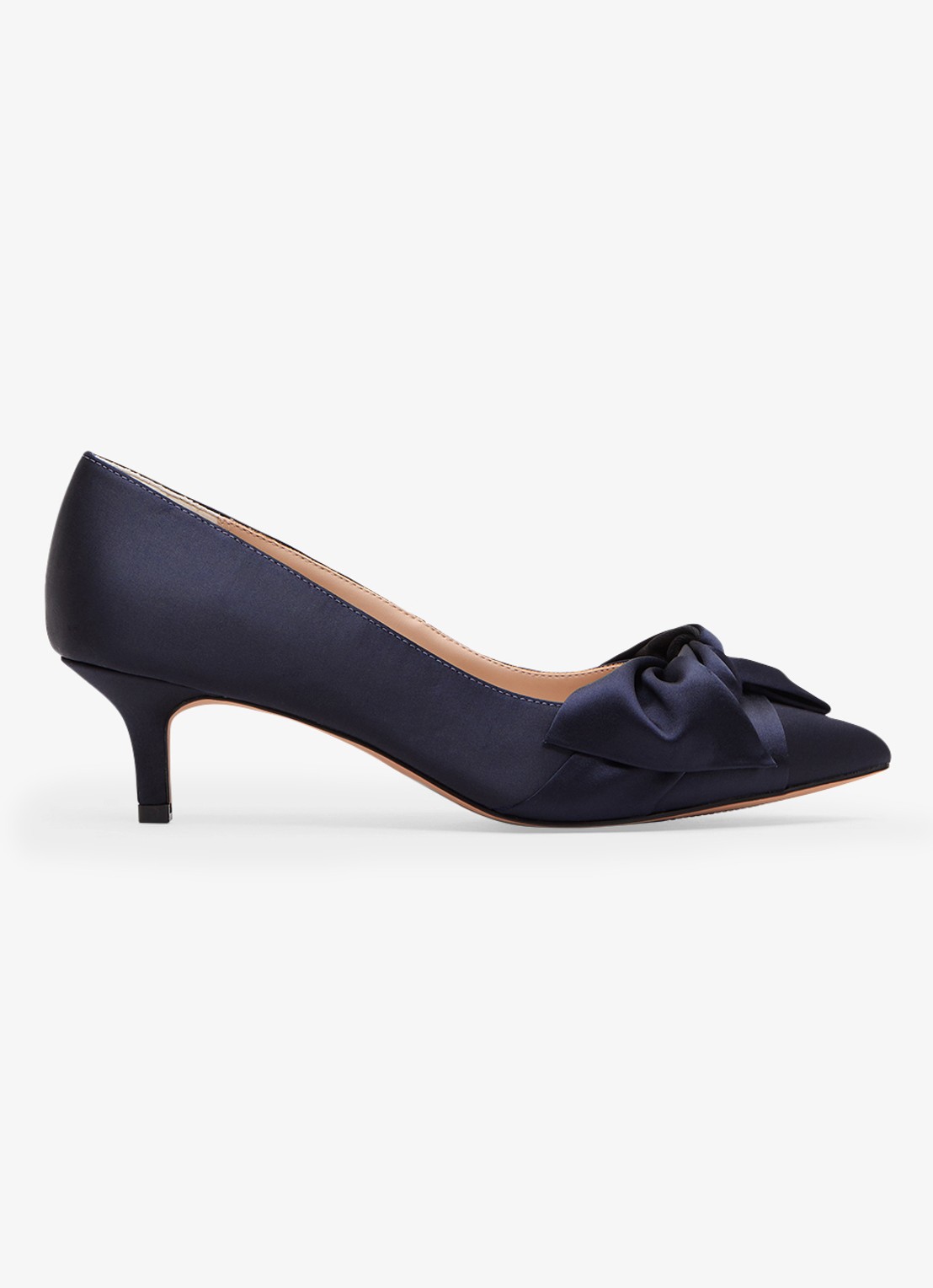 Phase Eight Pump van satijn met strikdetail - voorkant donkerblauw
