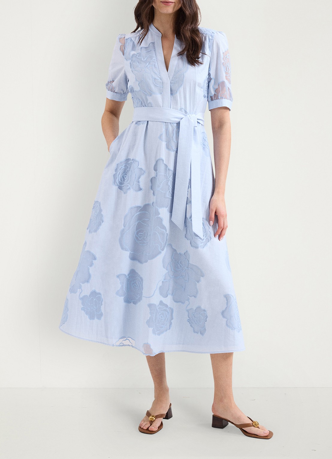 Phase Eight Queenie midi tuniekjurk met strikceintuur - voorkant 7 blue