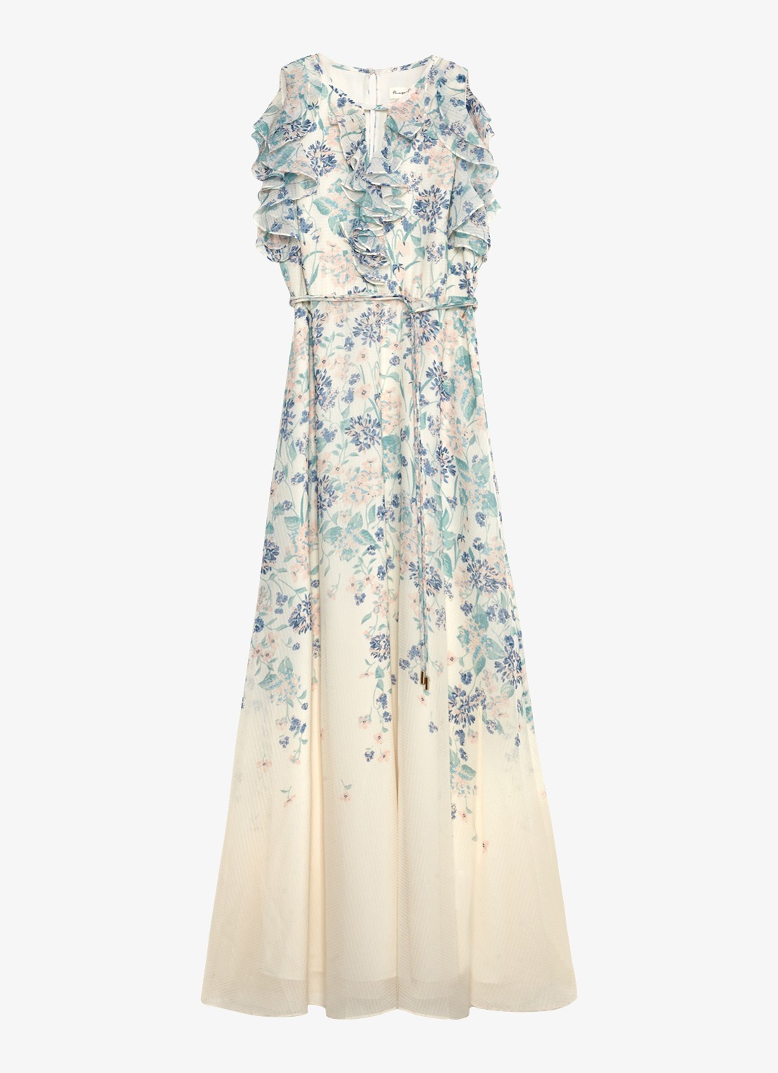 Phase Eight Rachel maxi jurk met bloemenprint en strikceintuur - voorkant 2 creme