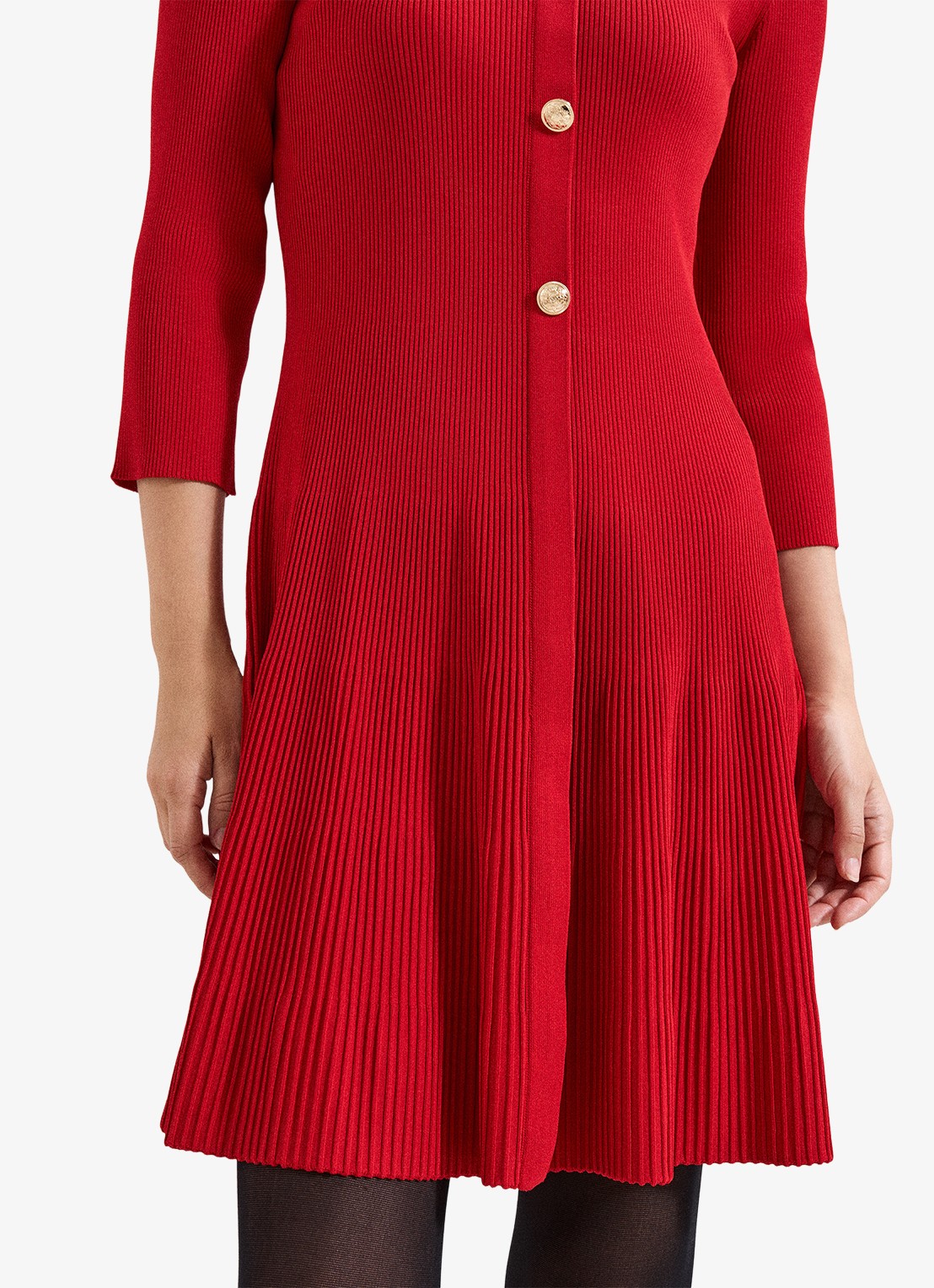 Phase Eight Rachel mini jurk met plooien - detail 7 koraalrood