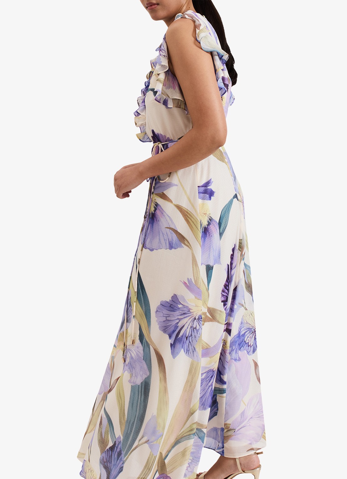 Phase Eight Rachel mouwloze maxi jurk met volant - detail 5 lavendel