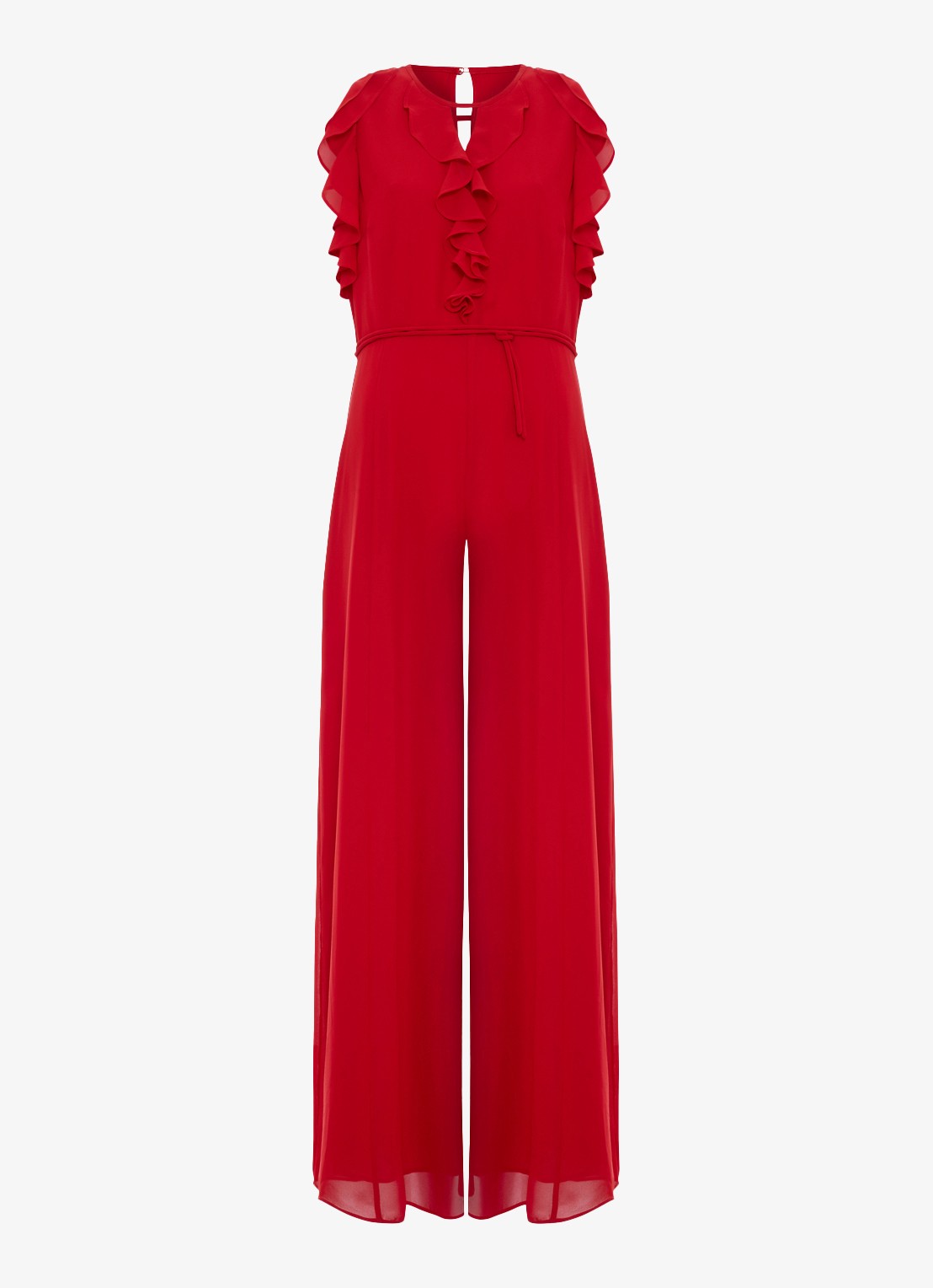 Phase Eight Rachel wide fit jumpsuit met ruches - voorkant 2 vuurrood