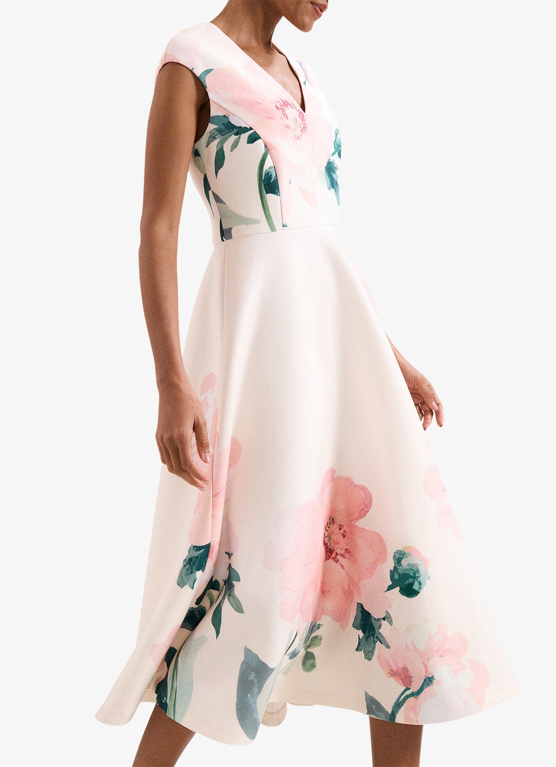 Phase Eight Rakhi Scuba Floral midi jurk met print - detail 4 oudroze