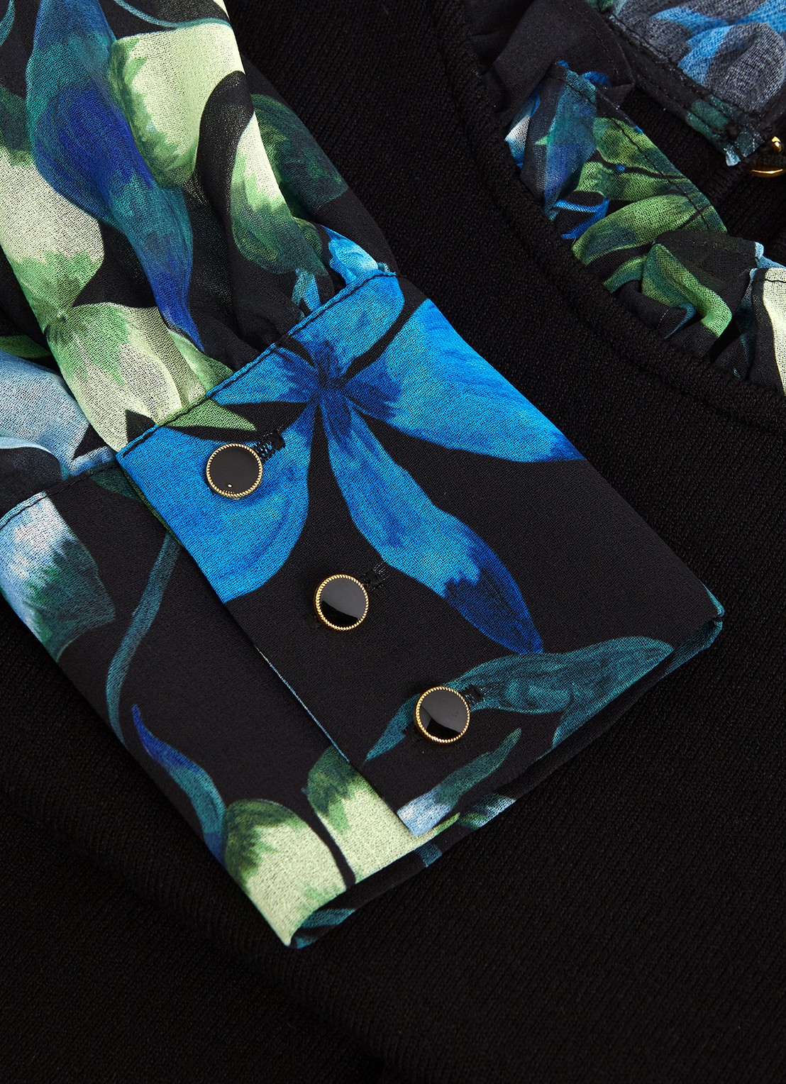 Phase Eight Ramona midi jurk met ballonmouw en bloemenprint - detail 6 zwart