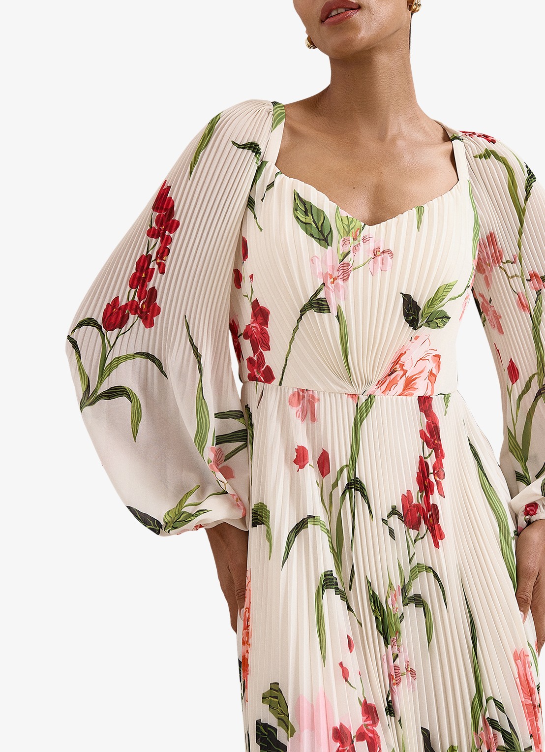 Phase Eight Reanna maxi jurk met bloemenprint - detail 4 ivoor