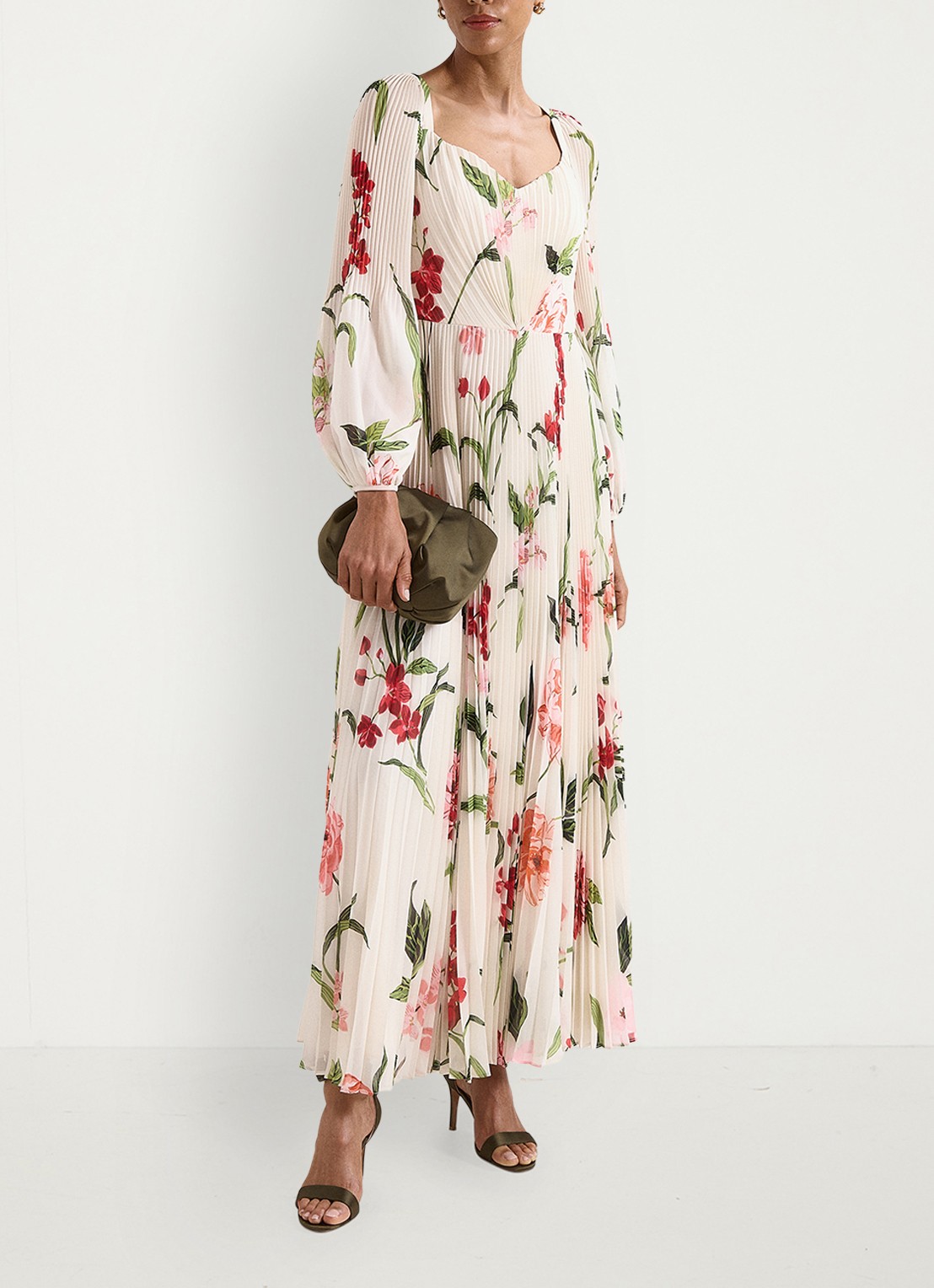 Phase Eight Reanna maxi jurk met bloemenprint - voorkant 2 ivoor