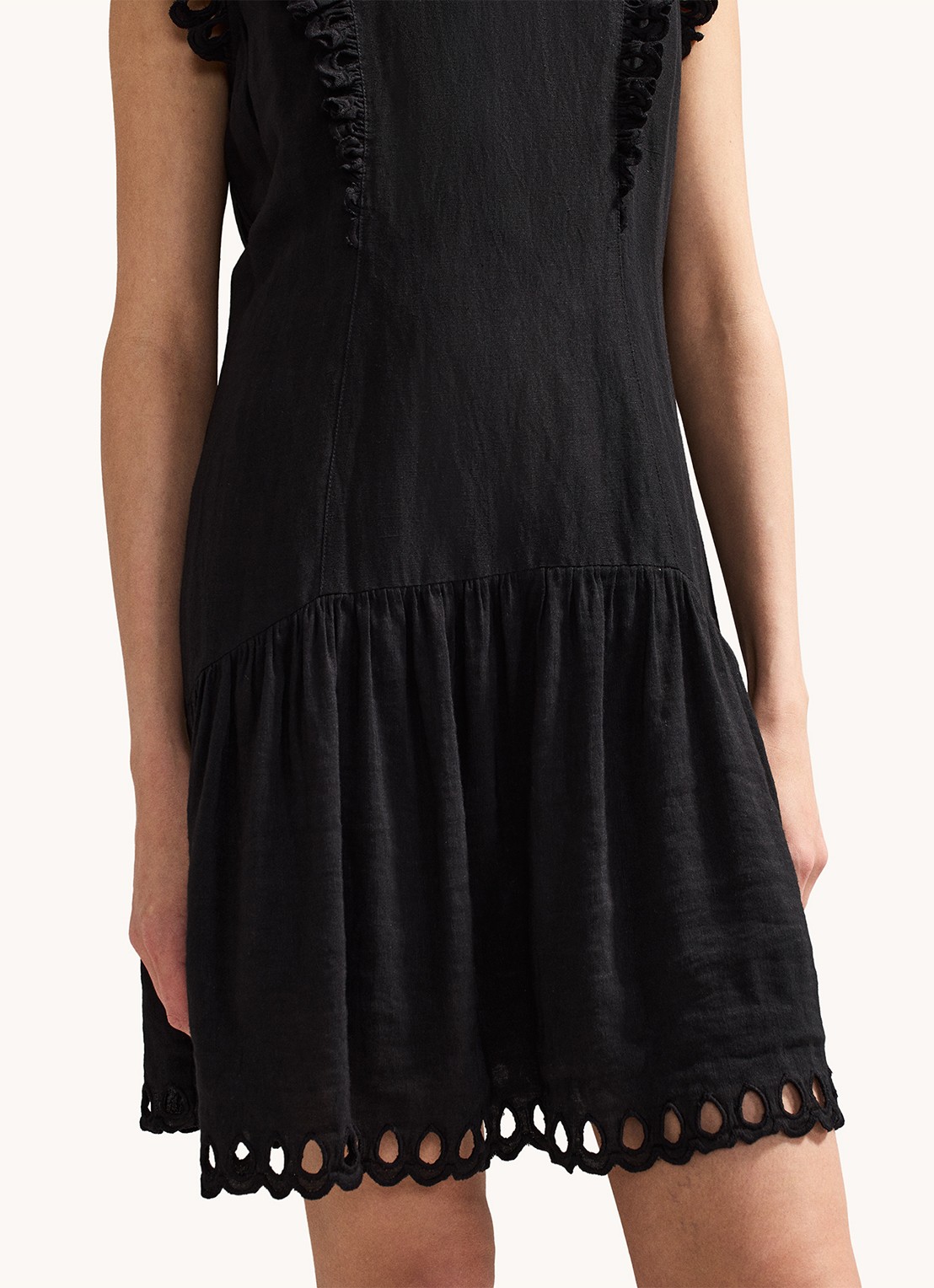 Phase Eight Reena mini jurk in linnenblend met ruches - detail 6 zwart